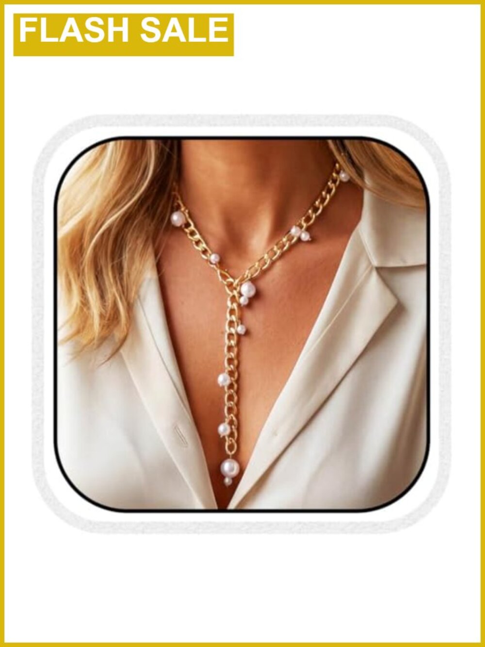 Gold Pearl Lariat Y-Necklace Womens Adjustable Jewelry Gift